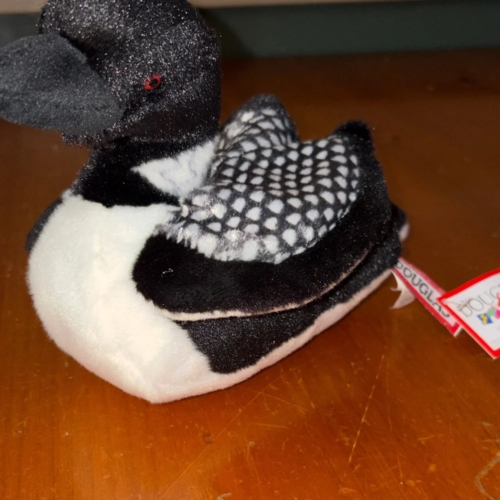 Duck Loon Black White Spots Douglas Cuddle Toy 7” Stuffed Plush - Picture 2 of 4